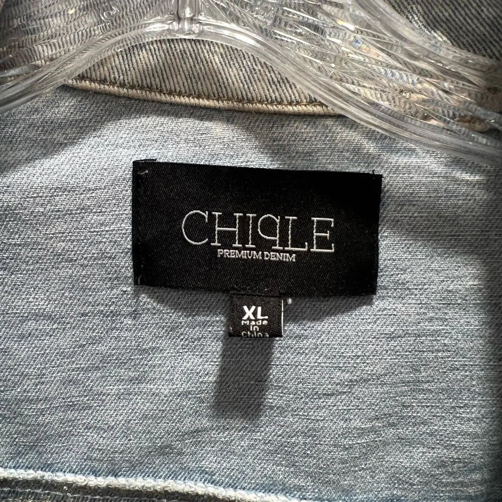Chiqle premium denim distressed Jean jacket - Picture 2 of 3